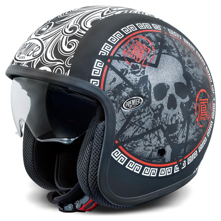 Premier Vintage Skull, Mat zwart-Wit-Rood (1 van 2)
