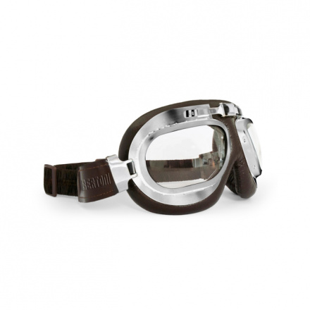 Antifog Bruin Leer/chrome - Zwart