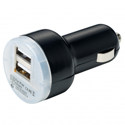 12v Usb Plug Dubbel - Zwart