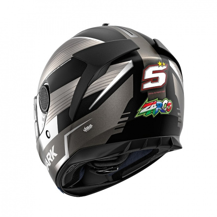 Shark Spartan 1.2 Zarco Malaysian GP Mat, Zwart-Antraciet-Zilver (6 van 6)