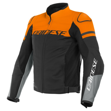 Dainese AGILE LEATHER JACKET, Zwart-Grijs-Oranje (1 van 2)