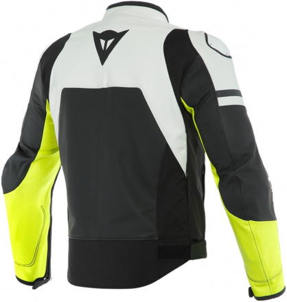 Dainese AGILE LEATHER JACKET, Zwart-Wit-Geel (2 van 2)