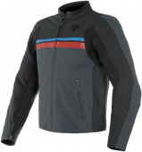 HF 3 LEATHER JACKET - Zwart-Rood-Blauw