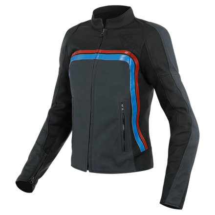 LOLA 3 LADY LEATHER JACKET - Zwart-Blauw-Rood