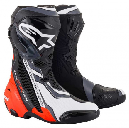 Alpinestars Supertech R Motorlaarzen, Zwart-Rood-Fluor-Wit (1 van 1)