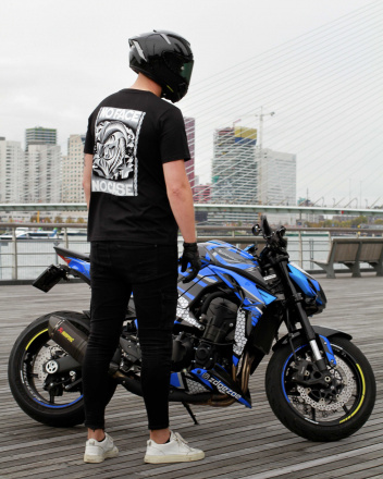 Motoholic vrijetijds T-shirt, Zwart met print (7 van 8)