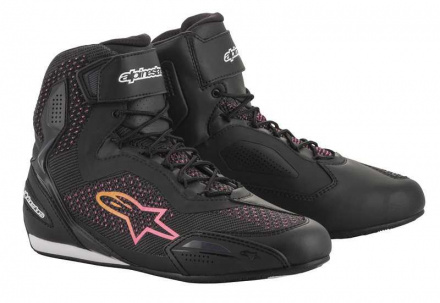 Alpinestars Stella Faster-3 Rideknit Motorschoenen, Zwart-Geel-Roze (1 van 1)