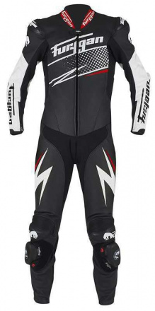 6540-1024 Leather suit Full Ride - Zwart-Wit-Rood