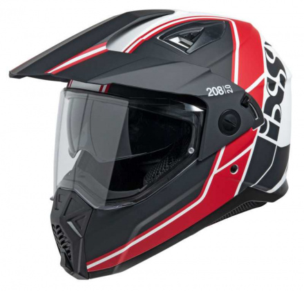 IXS Enduro Helm 208 2.0, Mat zwart-Wit-Rood (1 van 1)