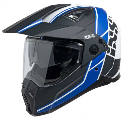 Enduro Helm 208 2.0 - Mat Zwart-Blauw-Wit