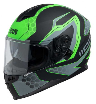 IXS 1100 2.2 Motorhelm, Mat Zwart-Groen (1 van 1)