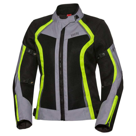 IXS Sport Dames motorjas Andorra-air, Zwart-Grijs-Geel (1 van 5)