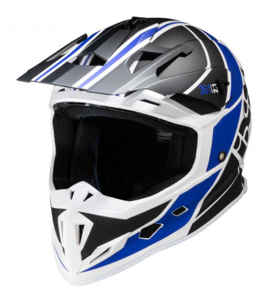 IXS Motorcross Helm 361 2.1, Mat Zwart-Blauw-Wit (3 van 3)