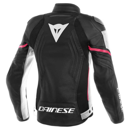 Dainese RACING 3 PERF. LADY LEATHER JACKET, Zwart-Wit-Roze (1 van 2)