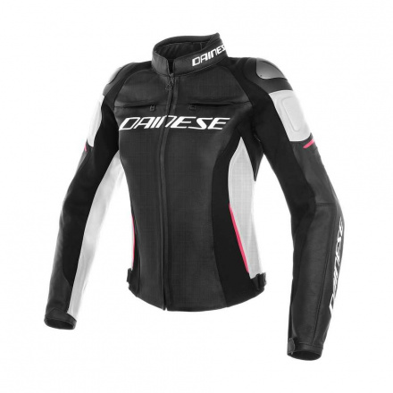 Dainese RACING 3 PERF. LADY LEATHER JACKET, Zwart-Wit-Roze (2 van 2)