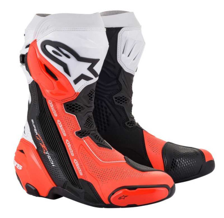 Supertech R Vented Motorlaarzen - Zwart-Wit-Rood-Fluor