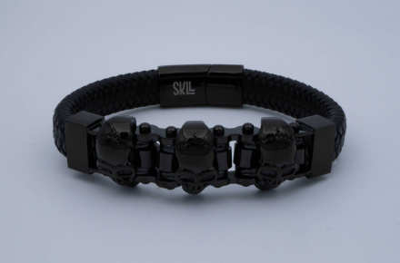Black braided motto bracelet (7) - Zwart