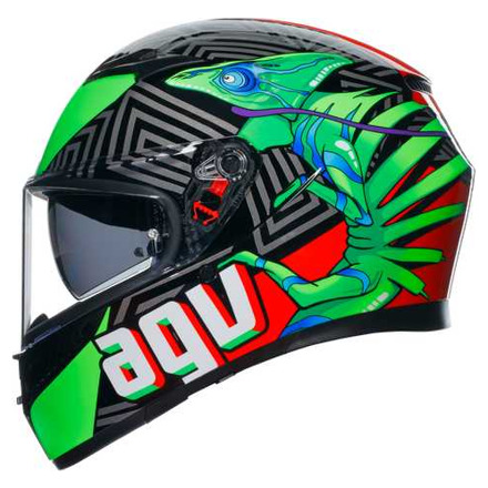 AGV K3 E2206 MPLK KAMALEON Integraalhelm, Zwart-Rood-Groen (4 van 7)