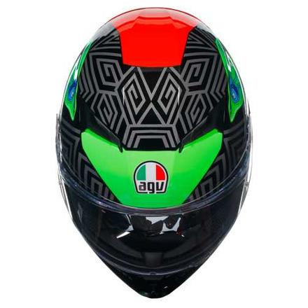 AGV K3 E2206 MPLK KAMALEON Integraalhelm, Zwart-Rood-Groen (7 van 7)