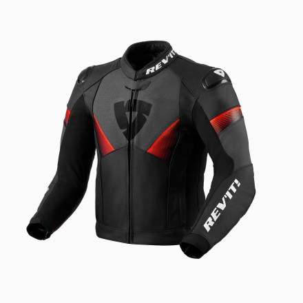 Argon 2 Leren Motorjas - Zwart-Fluor Rood