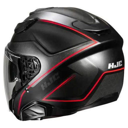 HJC F31 Ludi Jet Helm, Zwart-Rood (2 van 2)