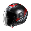 I40N Dova Jet Helm - Zwart-Rood