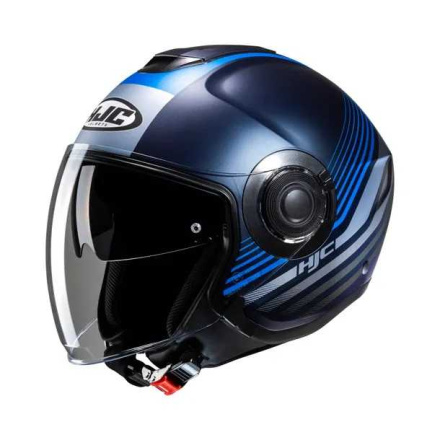 I40N Dova Jet Helm - Zwart-Blauw