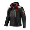 Rusty Stitches Jari Hooded V2 Motorjas, Zwart-Grijs-Rood (Afbeelding 1 van 2)