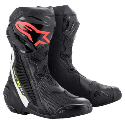 Alpinestars Supertech R Motorlaarzen, Zwart-Wit-Rood-Geel (1 van 1)