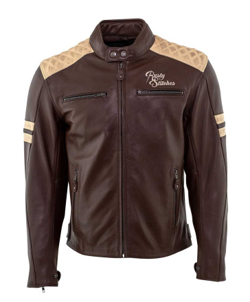 Rusty Stitches Jari motorjas, Bruin-Beige (1 van 1)