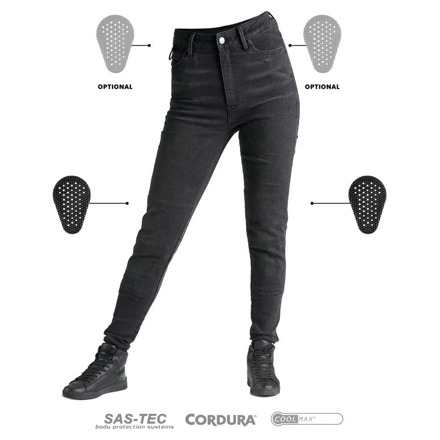 Pando Moto Kusari COR 01 Dames Motorjeans Skinny, Zwart (3 van 6)