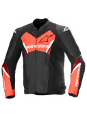 Faster V3 Airflow Leren Motorjas - Zwart-Rood-Fluor