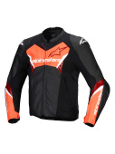 Faster V3 Leren Motorjas - Zwart-Rood-Fluor