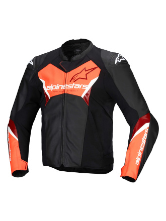 Alpinestars Faster V3 Leren Motorjas, Zwart-Rood-Fluor (1 van 3)