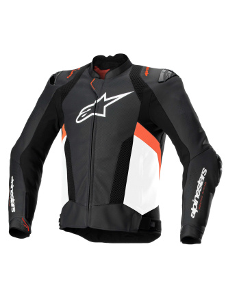 Missile V3 Airflow Leren Motorjas - Zwart-Wit-Rood-Fluor