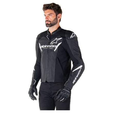 Alpinestars Faster V3 Airflow Leren Motorjas, Zwart-Wit (3 van 3)