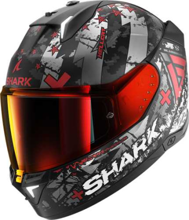 Skwal i3 Hellcat Mat Integraalhelm - Zwart-Rood