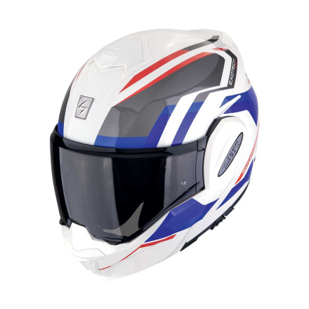 Exo-Tech Evo Furio Systeemhelm - Wit-Rood-Blauw