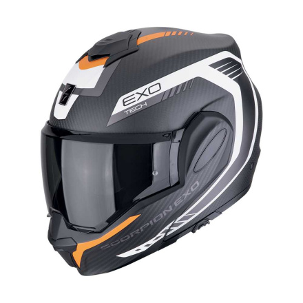 Exo-Tech Evo Carbon Cosy Systeemhelm - Mat Zwart-Oranje