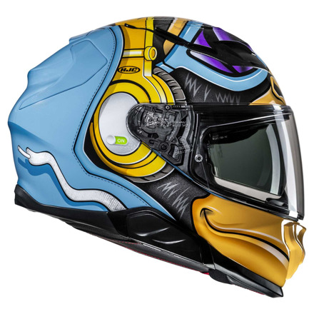 HJC F71 Monkey DJ Integraalhelm, Blauw-Geel (5 van 5)