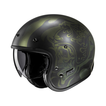 HJC V31 Flame Jethelm, Zwart-Groen (1 van 1)