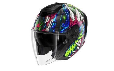 Shark RS Jet Carbon Shaytan Jethelm, Zwart-Groen-Paars (1 van 3)