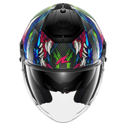 Shark RS Jet Carbon Shaytan Jethelm, Zwart-Groen-Paars (3 van 3)