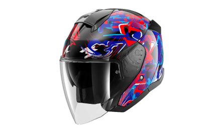 Skwal Jet Pranz Jethelm - Zwart-Blauw-Rood