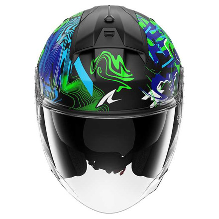Shark Skwal Jet Pranz Jethelm, Zwart-Groen-Blauw (3 van 3)