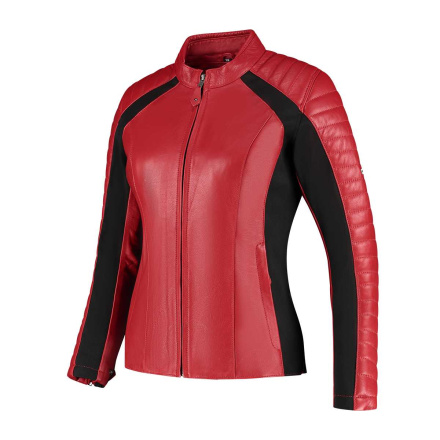 Donna Leren Motorjas - Rood-Zwart