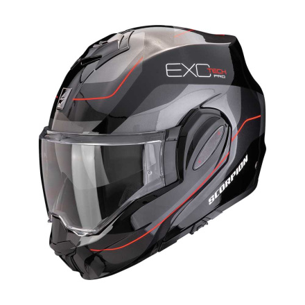 EXO-TECH EVO PRO COMMUTA Systeemhelm - Zwart-Zilver-Rood