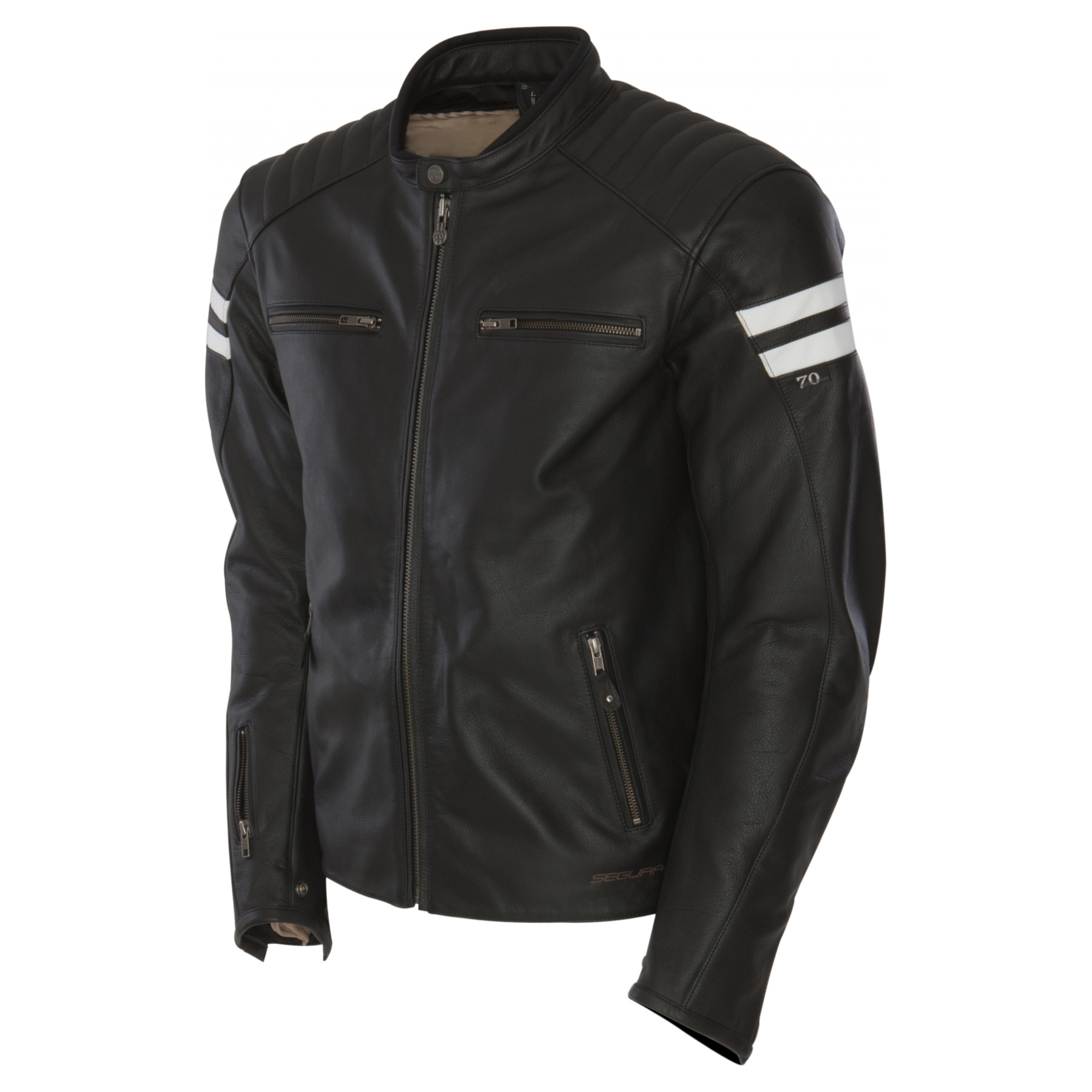 Segura Retro Men, Zwart Wit bestel voor laagste prijs Leren motorjassen MotorkledingOutlet.nl